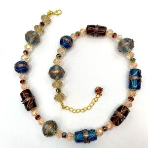 Artisan Handcrafted Handmade Multicolor Wedding Cake Glass Beaded Necklace